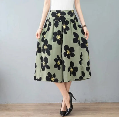 hot-sale-45-off-womens-high-elastic-waist-pleated-chiffon-wide-leg-culottes